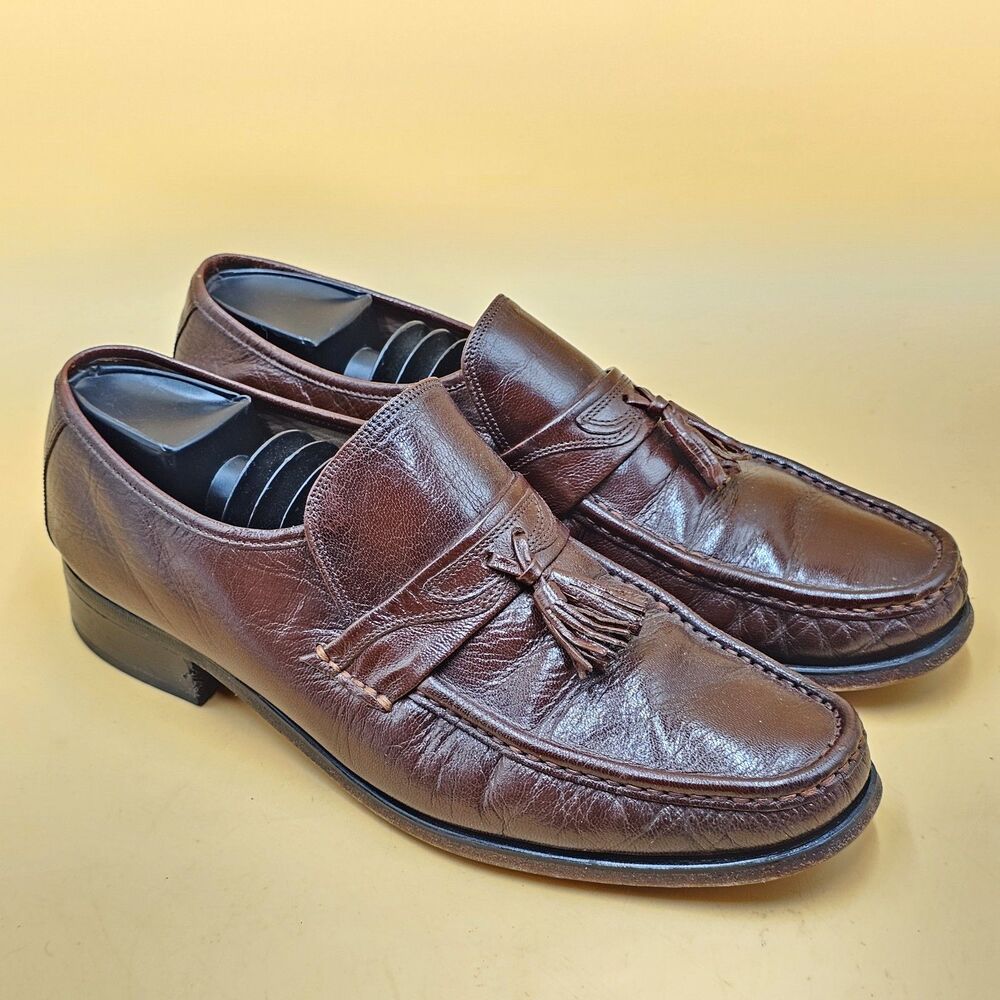 Vintage Freeman Lightlines Brown Leather Classic Dress Loafers F 55436 Size 12 M
